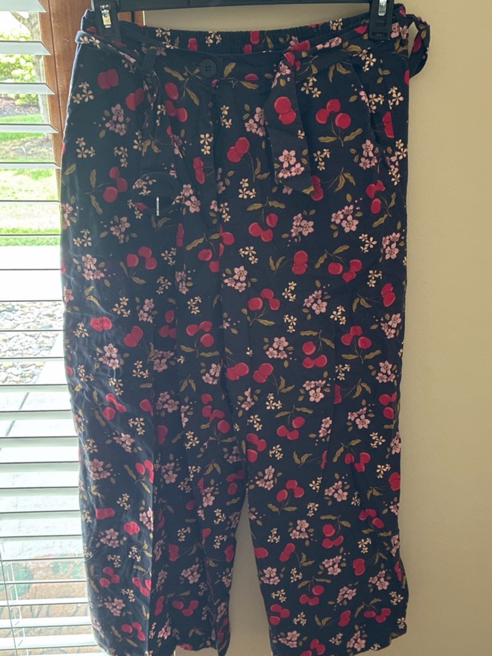 Princess Highway Navy Cherry & Floral Linen Pants
